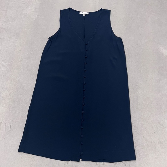 Madewell Women's Navy Blue Button Front Dress Viscose Sleeveless Size XS - Picture 7 of 11